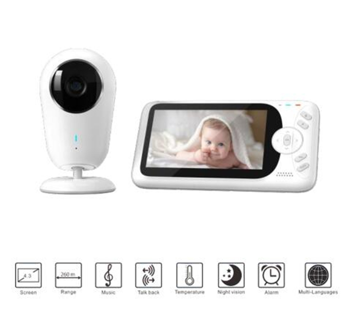 Wireless Baby Monitor - 4,3-дюймовый 1080P Full HD беспроводной радионяня