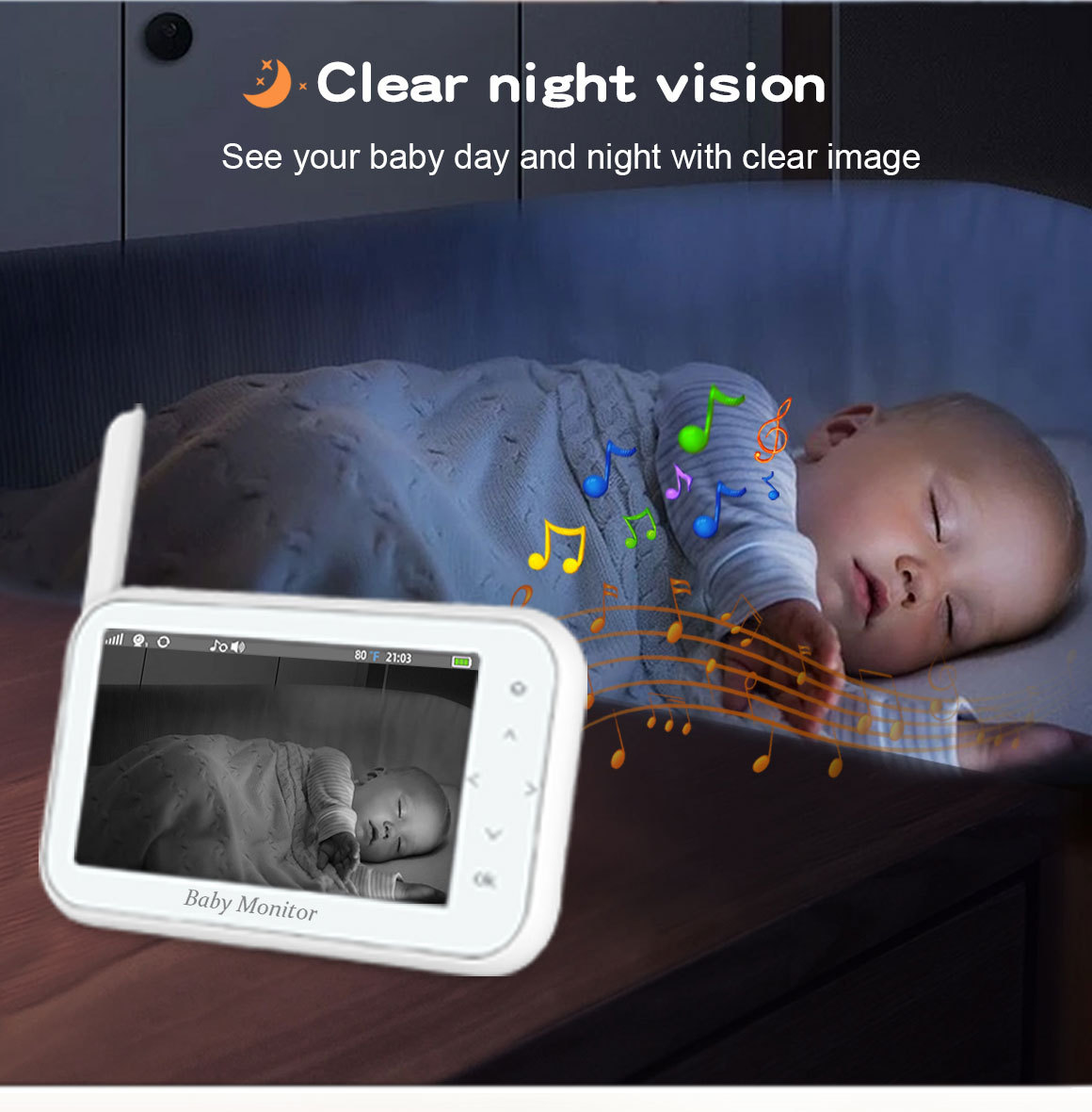 Wireless Baby Monitor - Беспроводная PTZ-камера-видеоняня 720P с мониторингом температуры,